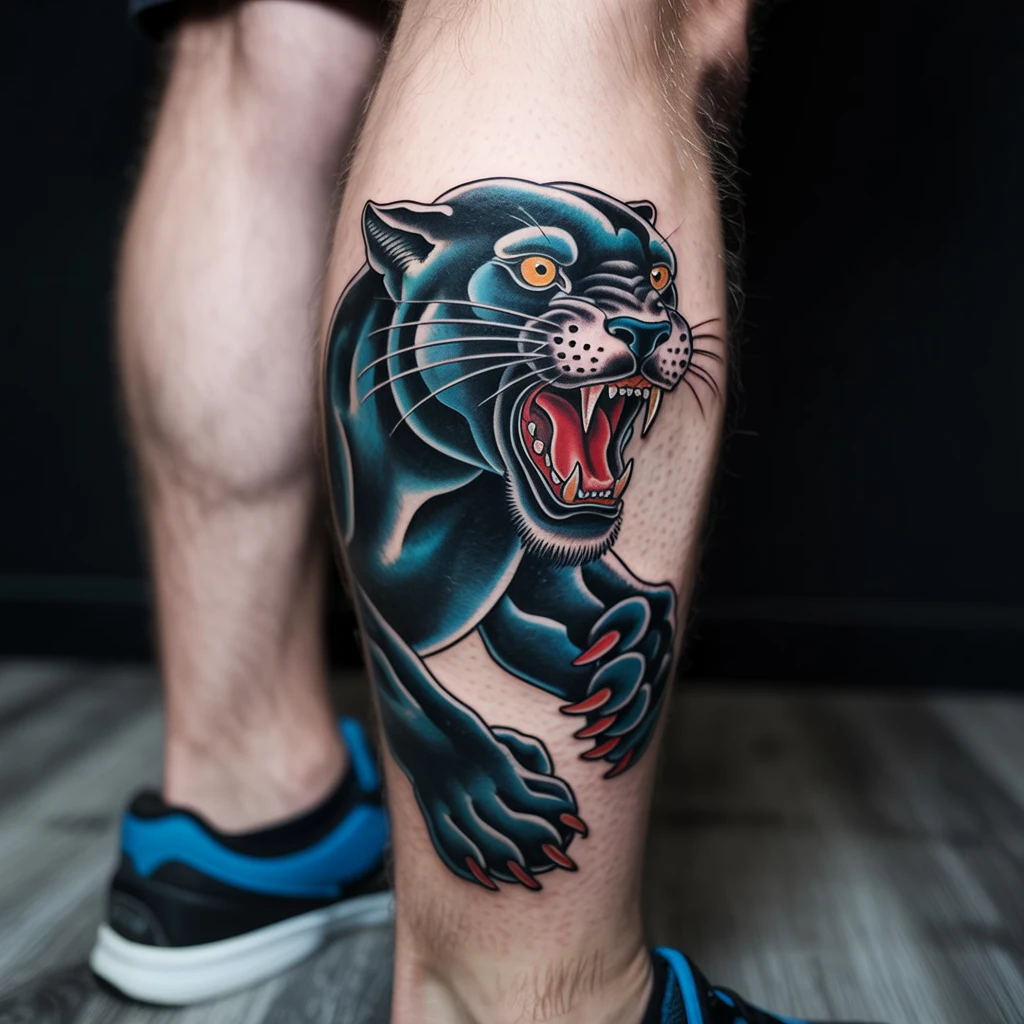 45. Captivating Panther in Bold Ink