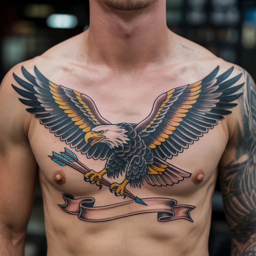 46. Enchanting Eagle Tattoo Masterpiece