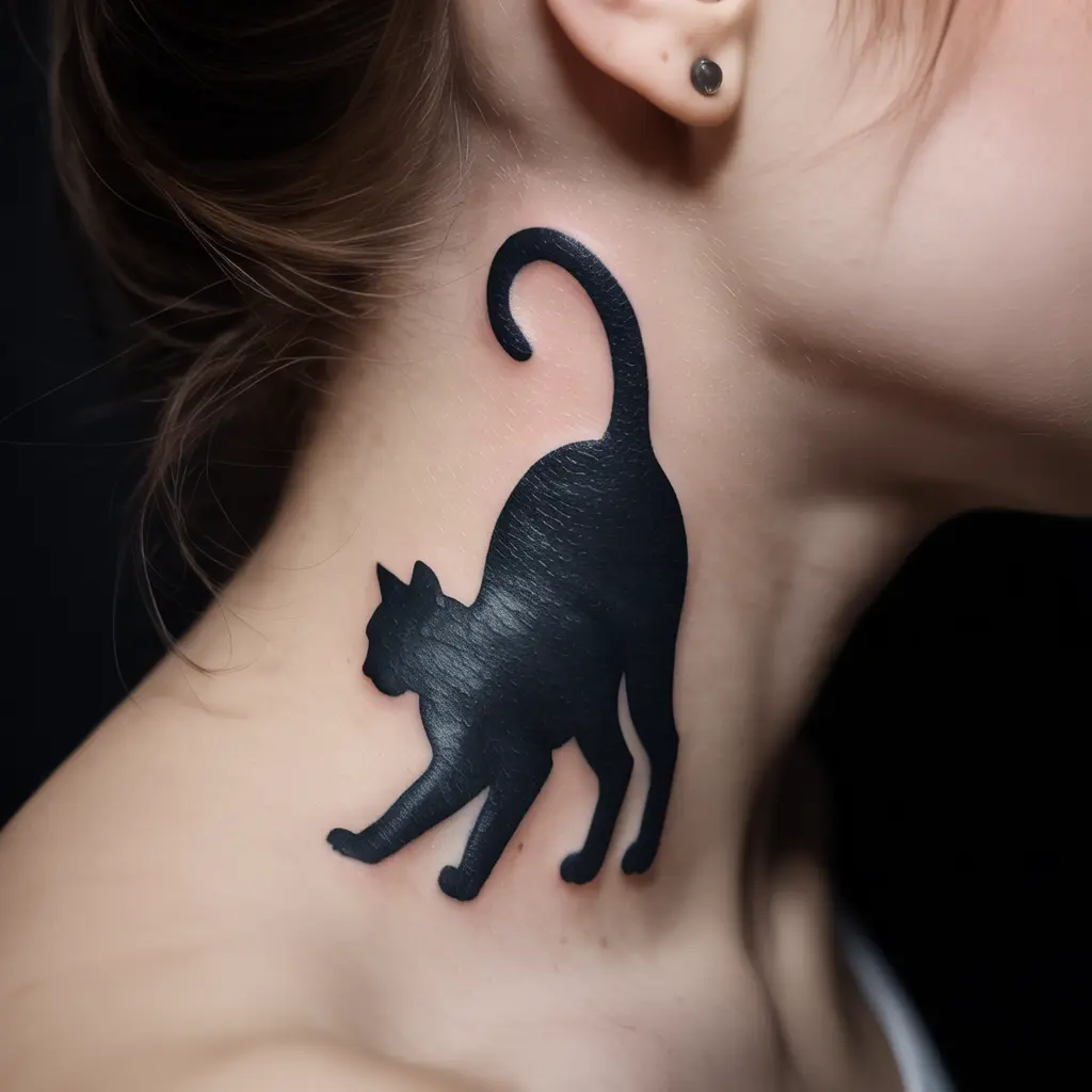 5. Simple Black Ink Cat Silhouette