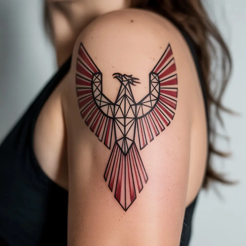 6. Geometric Phoenix Pattern