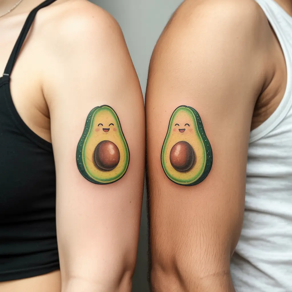 Fun avocado-themed matching tattoos for best friends, blending playful art with meaningful symbolism.

