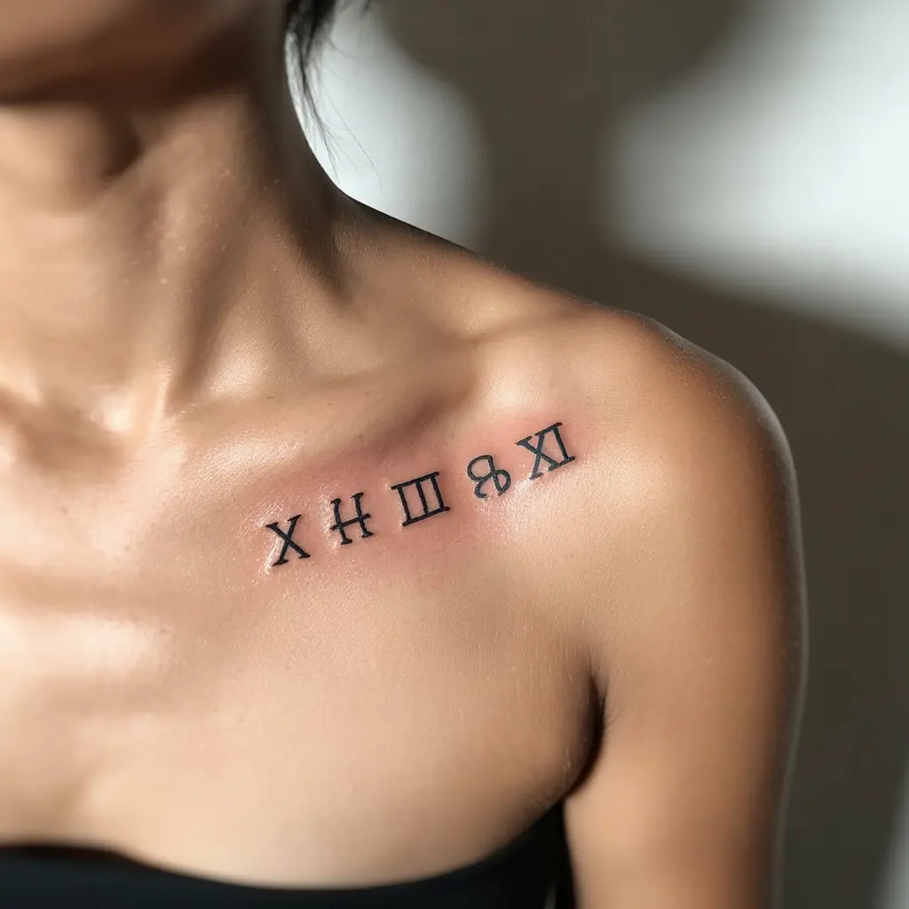 Minimalist number-style matching tattoos for best friends representing a subtle yet powerful connection.

