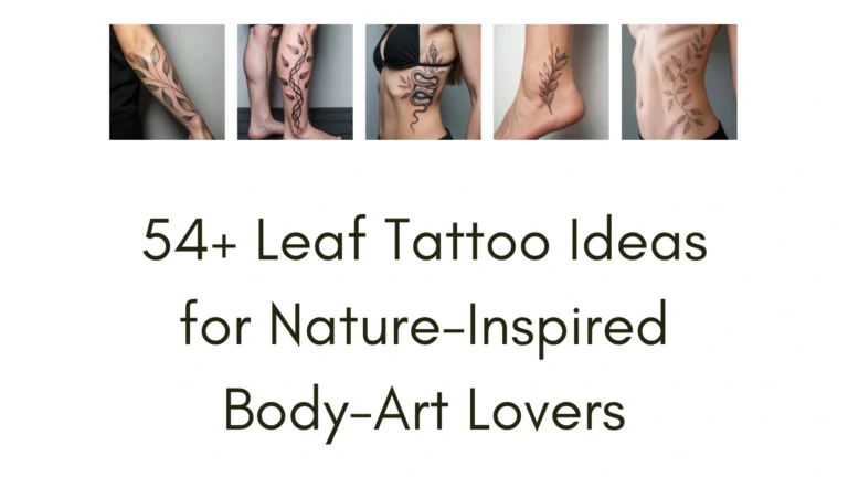 A vibrant leaf tattoo design featuring delicate green and autumnal leaves with fine linework, arranged elegantly on a forearm, showcasing intricate details and natural beauty.