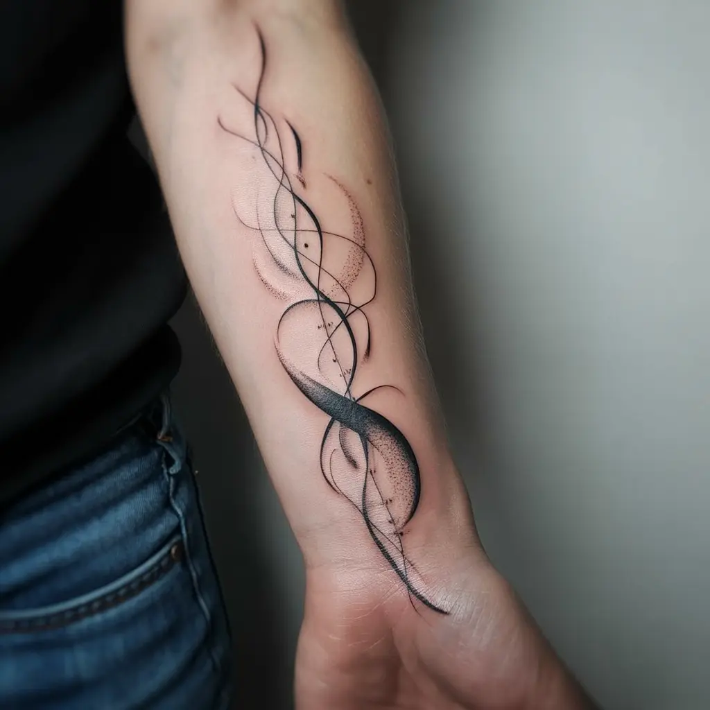 "Abstract tattoo designs — paradox pulse tattoo on wrist with heartbeat-inspired paradoxical lines."