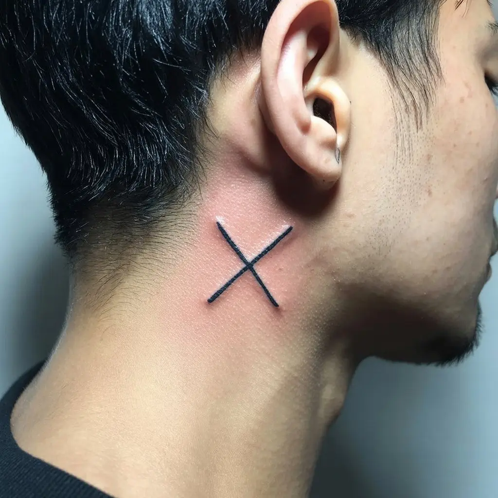 Tiny minimalist KAWS tattoo of X-eyes, wrist design symbolizing individuality and resistance.