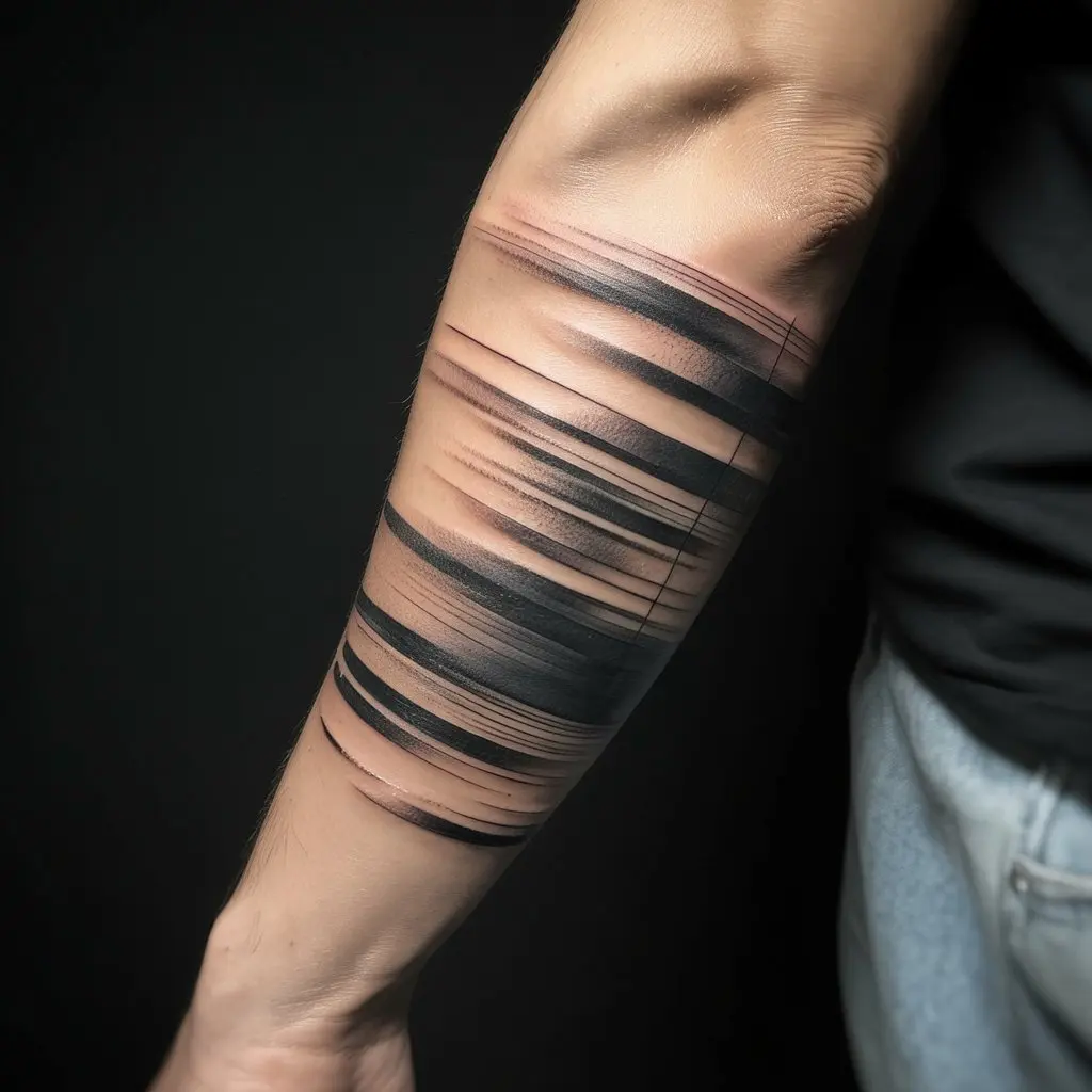 "Abstract tattoo designs — phantom spectrum tattoo on forearm with fading ghostly spectrum lines."