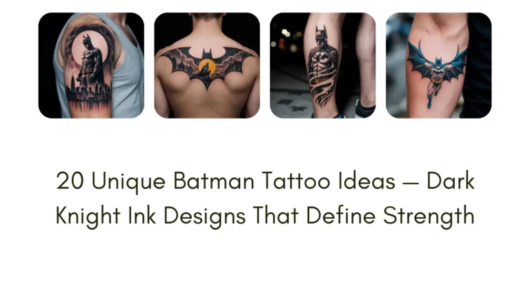 Realistic Batman tattoo design featuring the Dark Knight symbol and Gotham skyline — unique superhero tattoo inspiration for fans of the Caped Crusader.