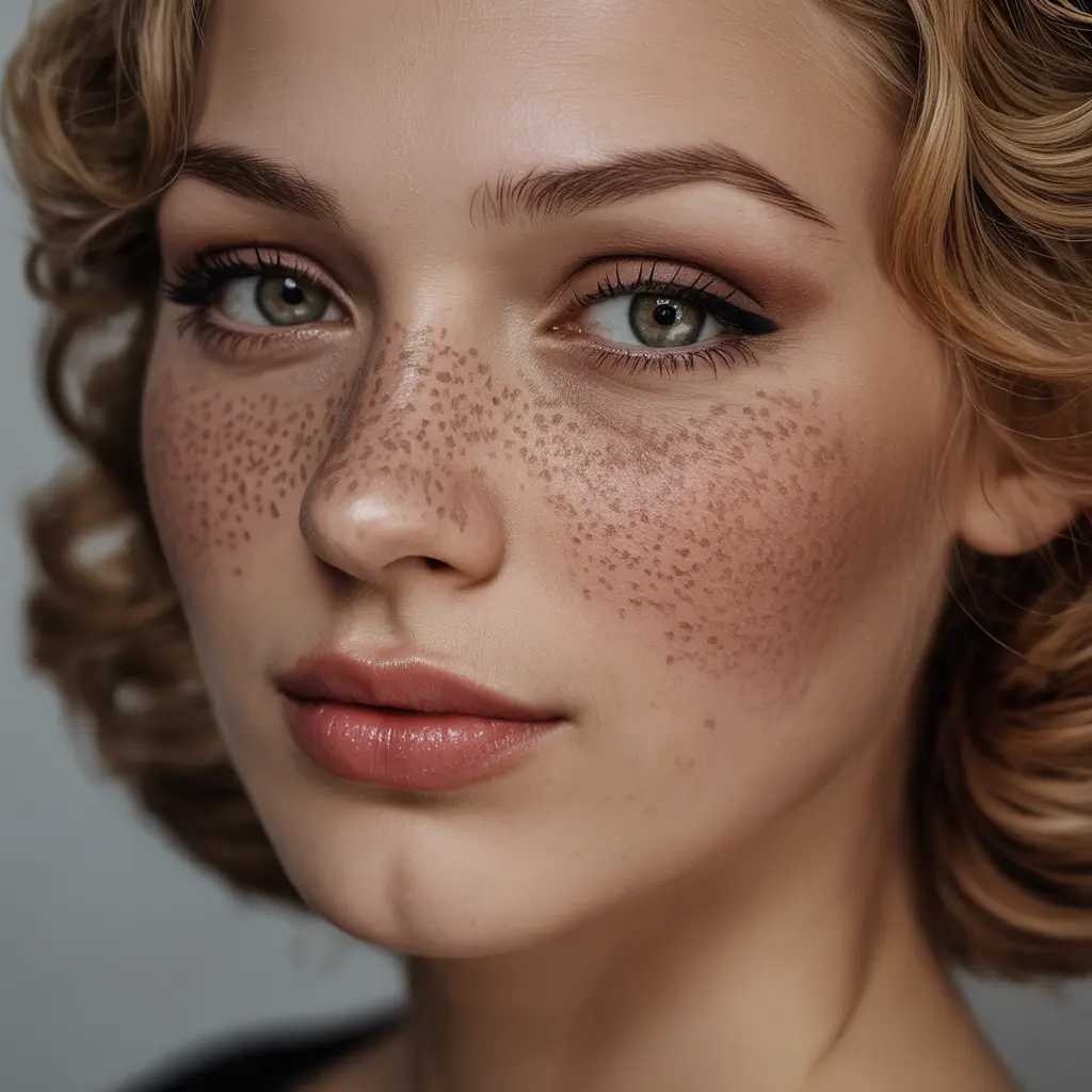 Vintage Beauty Mark Freckle Tattoo – Classic beauty mark and freckle tattoo combination, Old Hollywood glam style.

